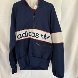 Adidas Vintage Trefoil Pullover Zip Hoodie Sweatshirt Size Medium